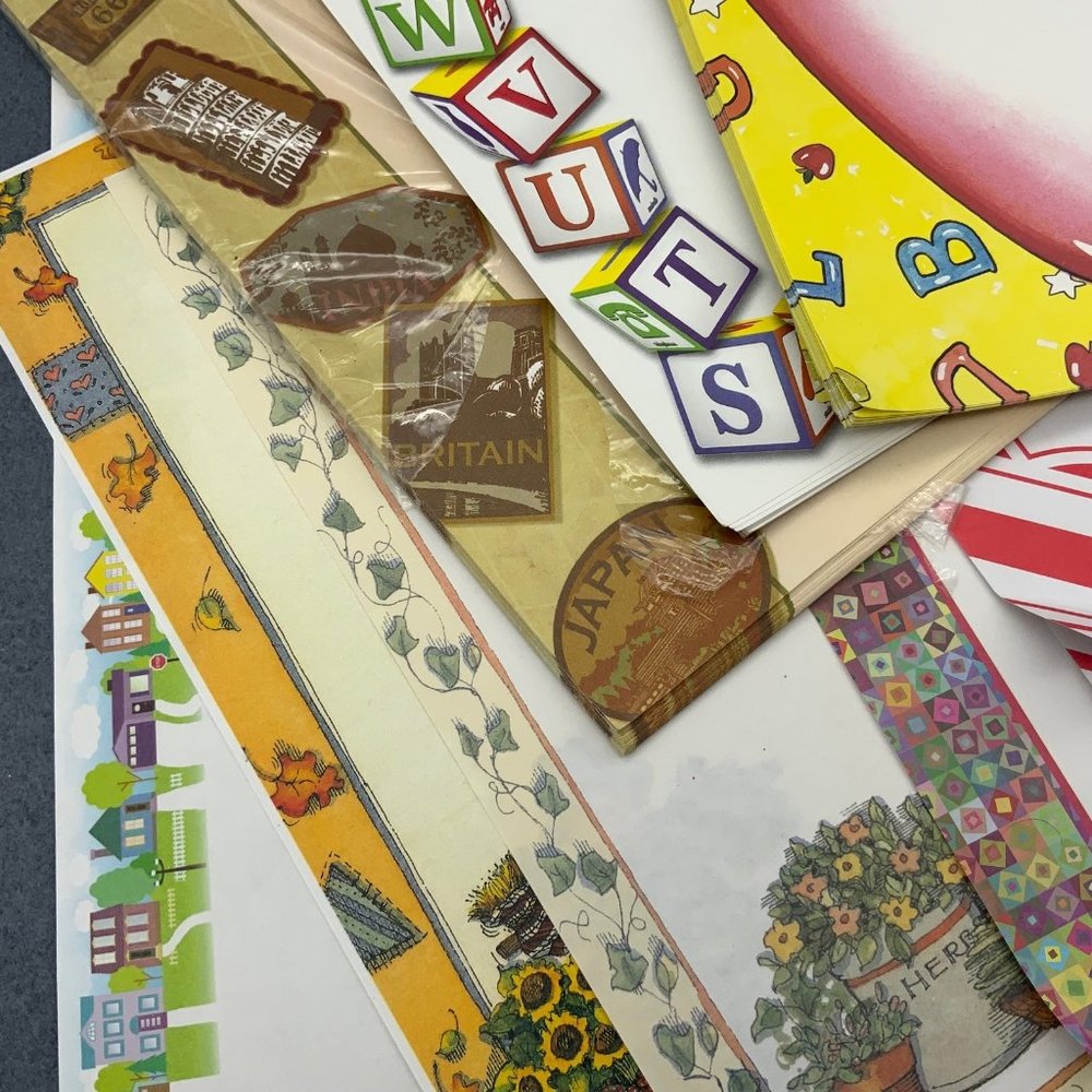 Paper Lot Assortment Teacher Classroom Scrapbooking Apple Travel BTS - Picture 4 of 5